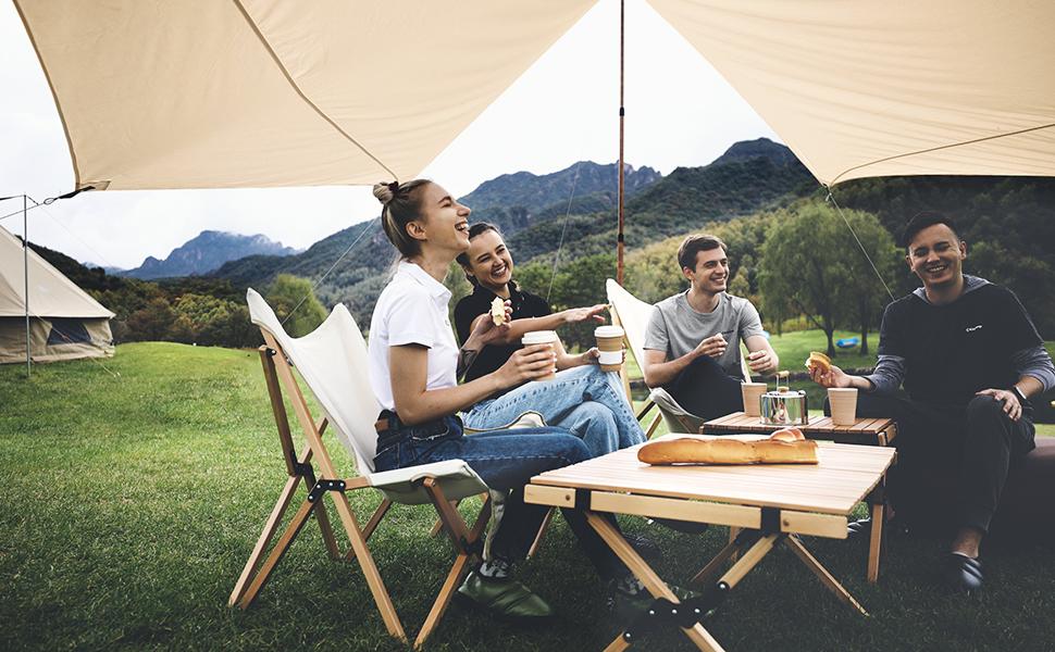 【KingCamp|キングキャンプ】T/Cサンシェルター 六角タープ 4.2×4.2m(カーキ)