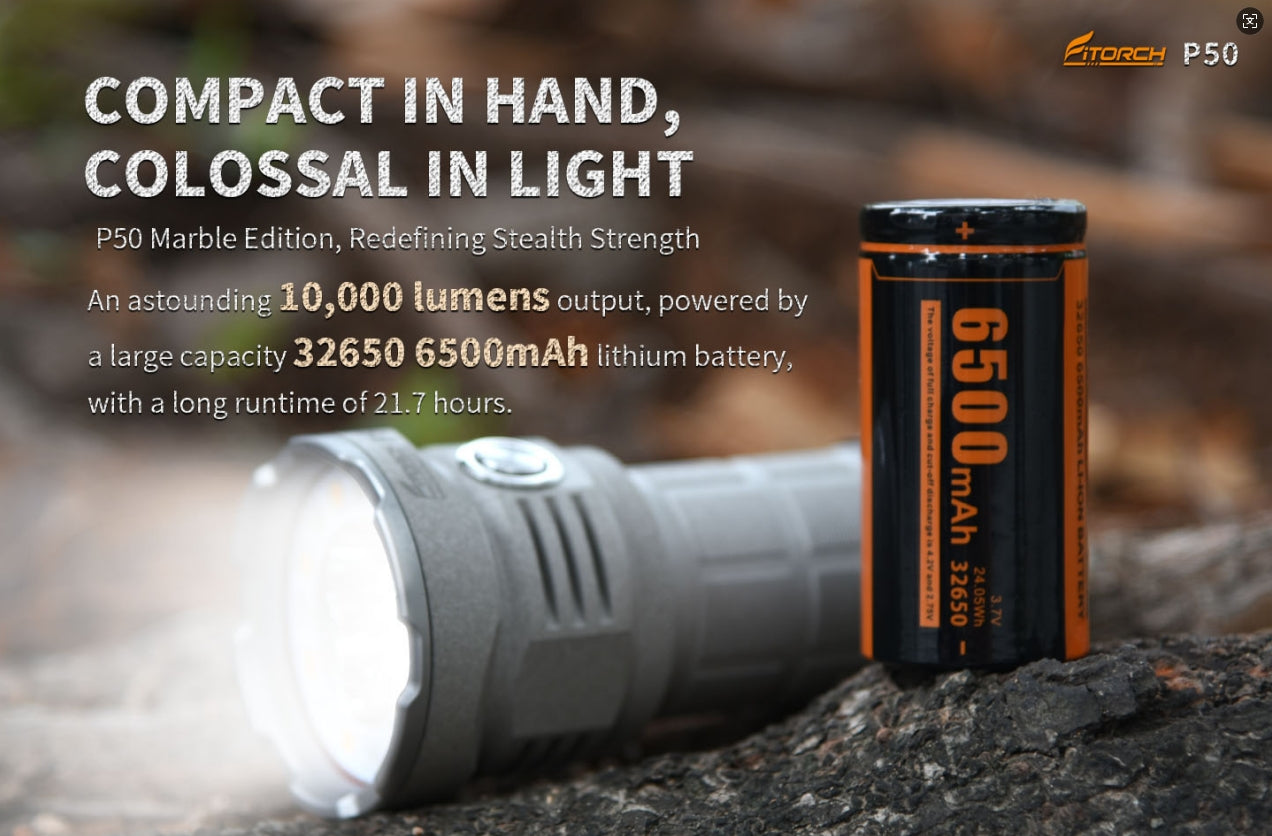Fitorch Searchlight Flashlight 10000 Lumens USB-C Charging 6500mAh Power Bank Fitorch P50 Rechargeable Searchlight
