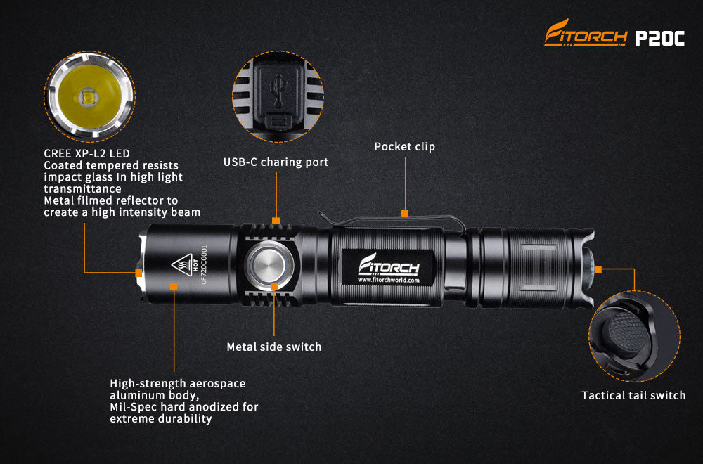 Fitorch P20C FLASHLIGHT 1500LUMENS Fitorch Flashlight High-performance flashlight 1500 lumen LED