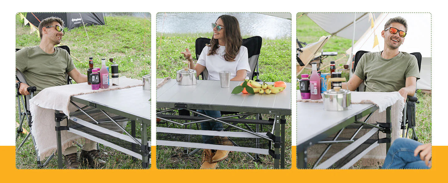 【KingCamp|キングキャンプ】アウトドアテーブル アルミキャンプ ロールテーブル(ブラック/シルバー)