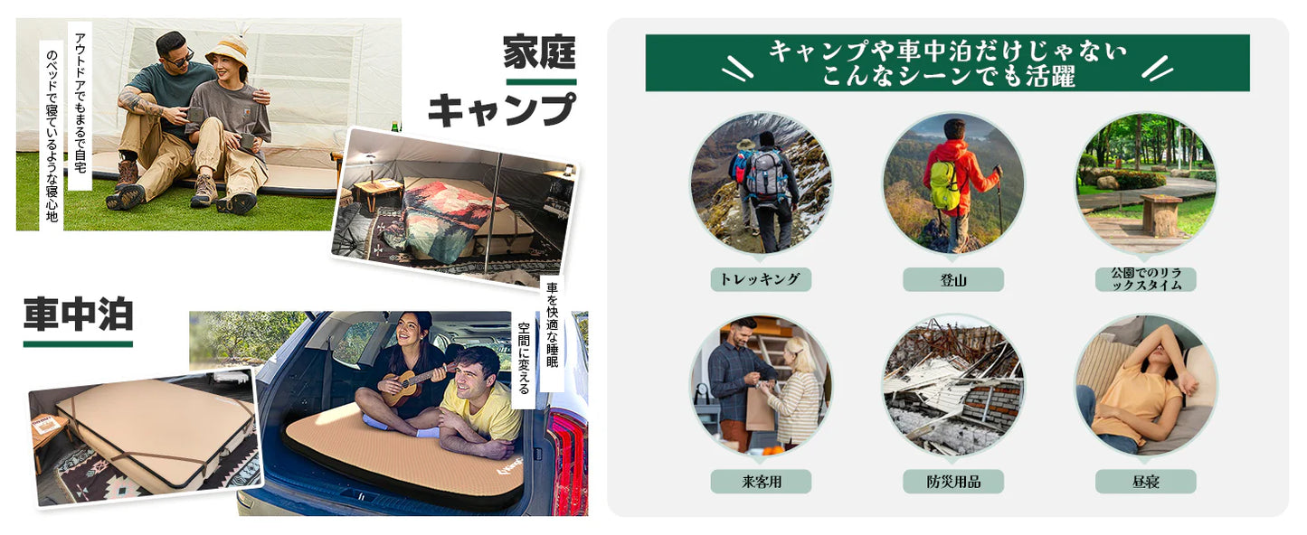 【KingCamp|キングキャンプ】Flexi Rest 5.0|シングルサイズ インフレーターマット 200×75×5cm(カーキ)