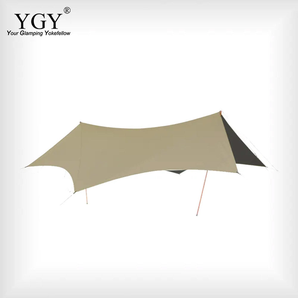 YGY 帳篷防水布六角防水布 150D 牛津布黑色 PU 塗層 5000 毫米 W/R UPF50 適合 6-8 人 440-450 厘米