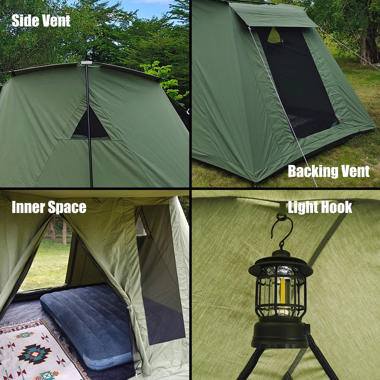 YGY Cabin Tent, TC Tent, Glamping Tent, Large Tent, 5 or More People, House-Shaped Tent