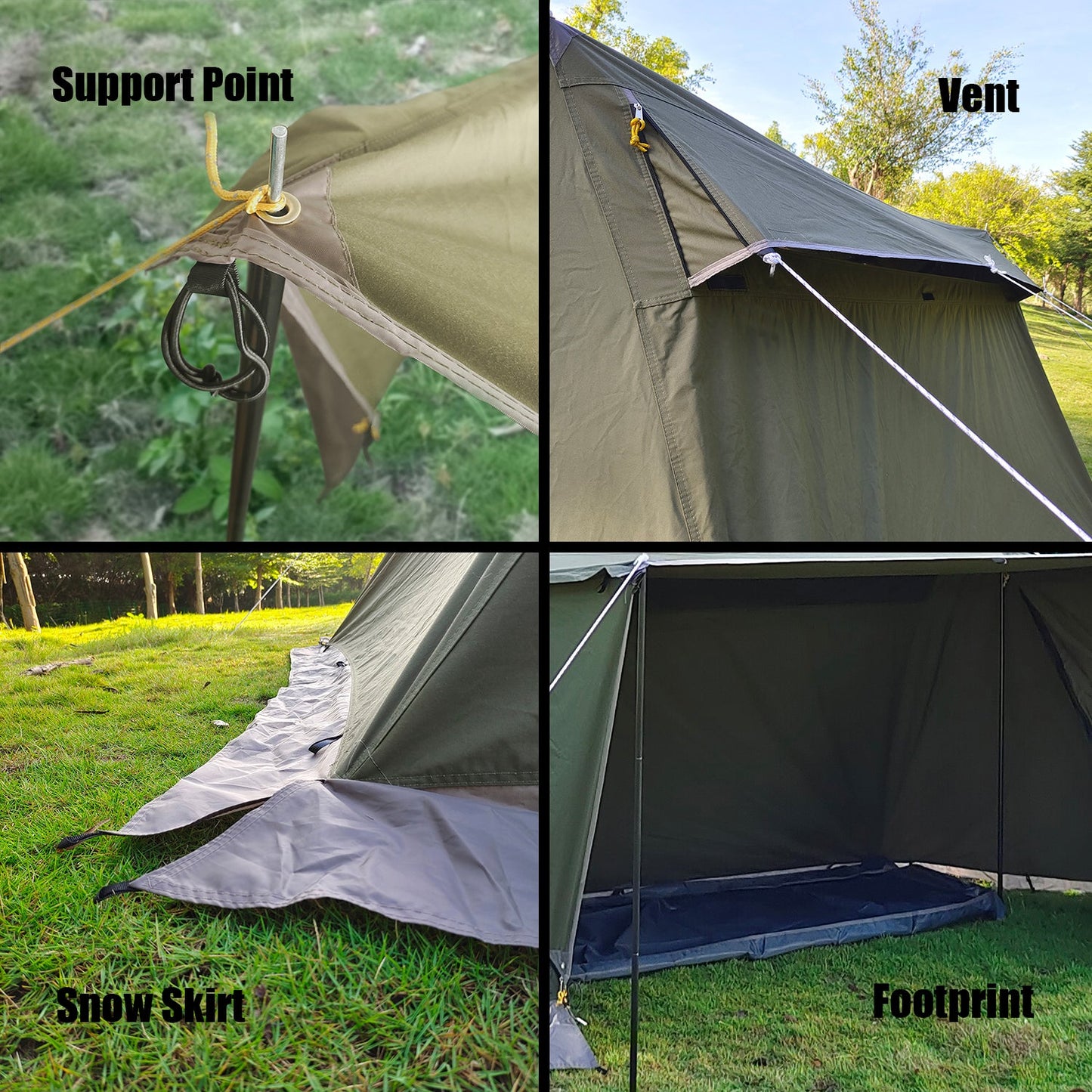 Limited time 50% off sale! YGY Bushcraft TC tent, pup tent, shelter tent, camping shelter, survival tent with canopy, for 1 person