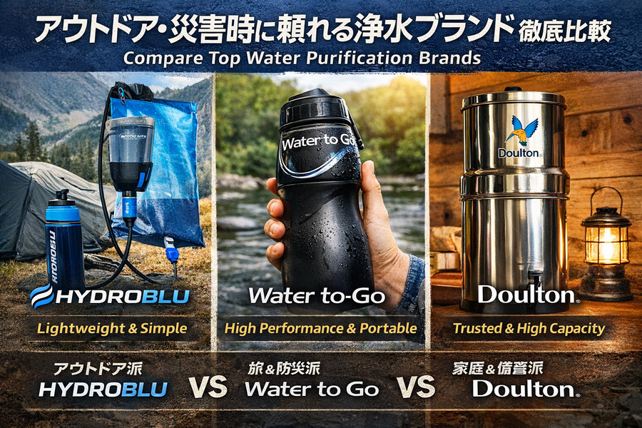 アウトドア・災害時に頼れる浄水ブランド3選｜HYDROBLU・Water to Go・Doultonを徹底比較