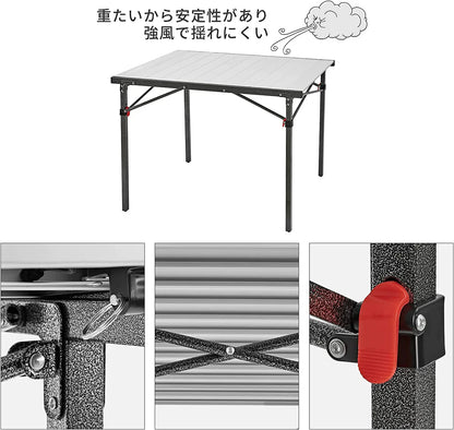 【KingCamp｜キングキャンプ】アウトドアロールテーブル アルミキャンプテーブル 107×70×70cm（シルバー／ブラック）