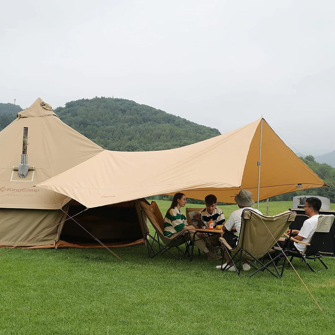 【KingCamp｜キングキャンプ】T/Cサンシェルター 六角タープ 4.2×4.2m（カーキ）