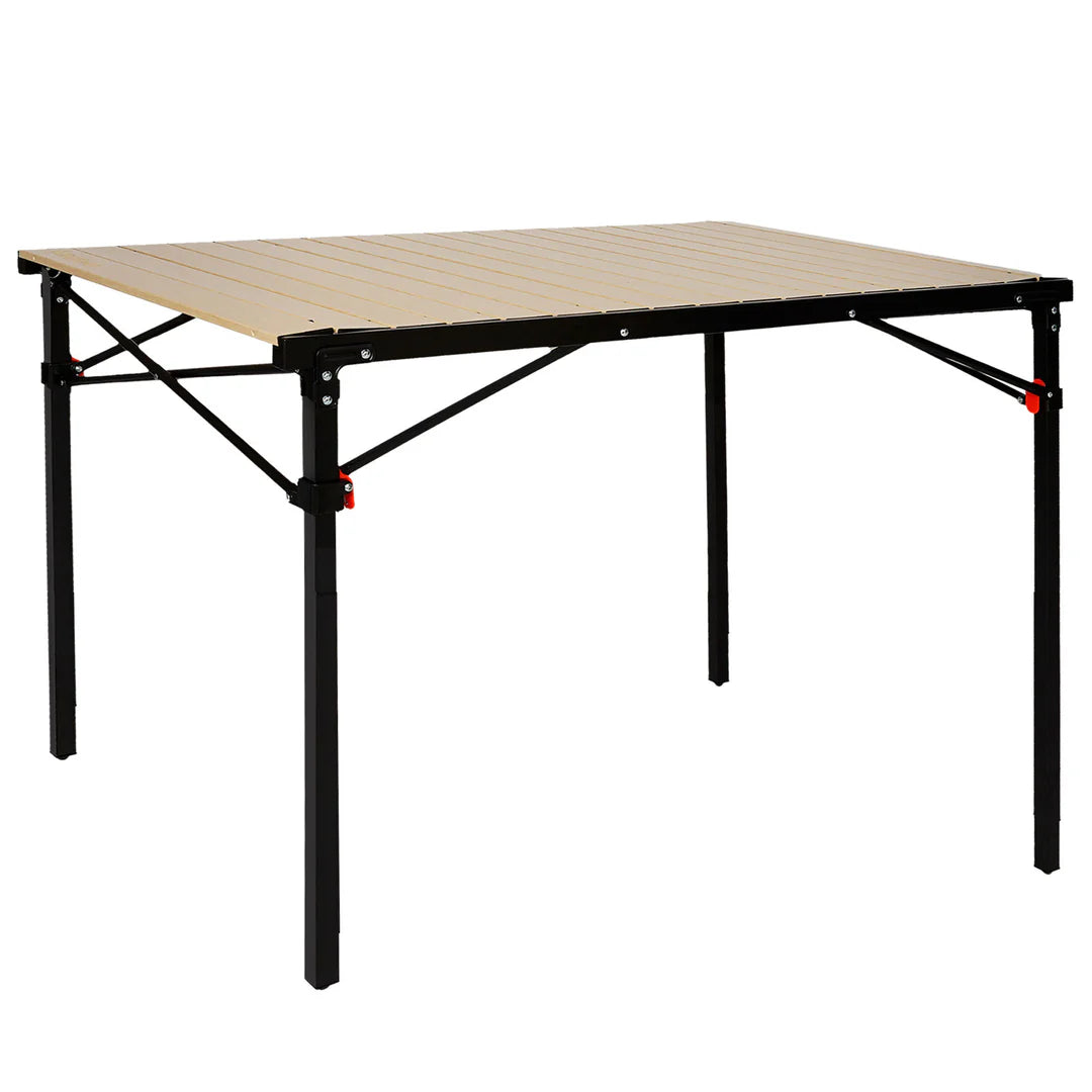 【KingCamp｜キングキャンプ】アルミ製ロールテーブル 折りたたみ式 大型4〜6人用（ウッドグレイン／ブラック）