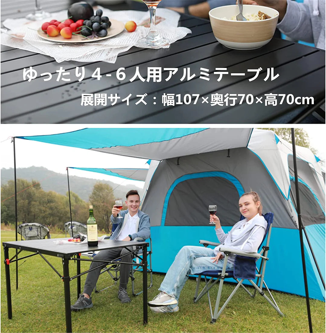 【KingCamp｜キングキャンプ】アウトドアロールテーブル アルミキャンプテーブル 107×70×70cm（シルバー／ブラック）