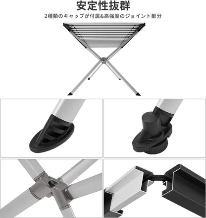 【KingCamp｜キングキャンプ】アルミテーブル 折りたたみ式 大型 4〜6人用（シルバー）