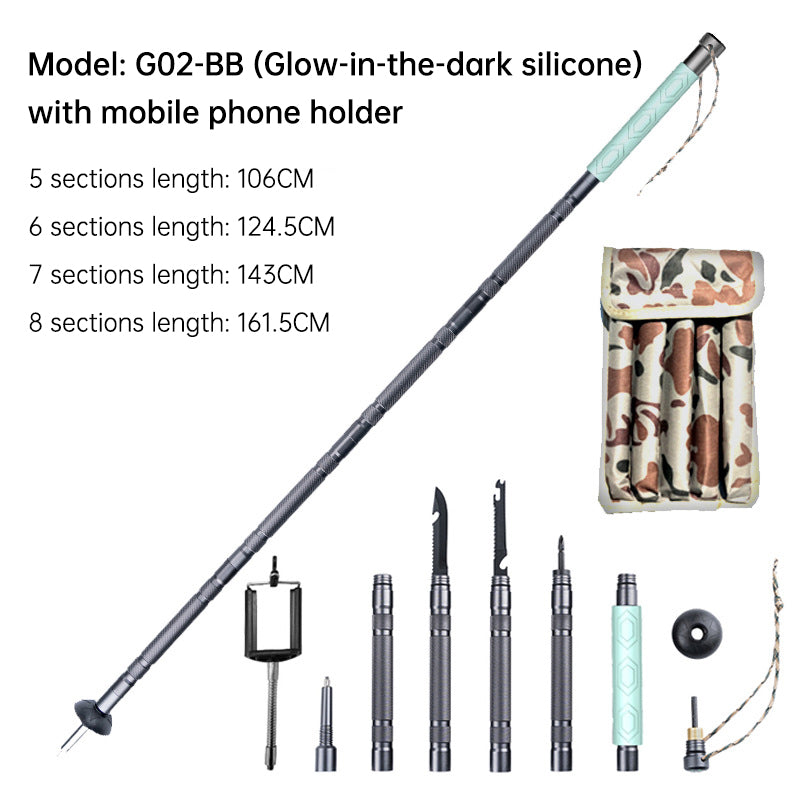 折りたたみ式テレスコピック登山用ステッキ｜軽量多機能セルフディフェンス・アウトドア用ウォーキングスティック（106cm／124.5cm／143cm／161.5cm 各サイズ）