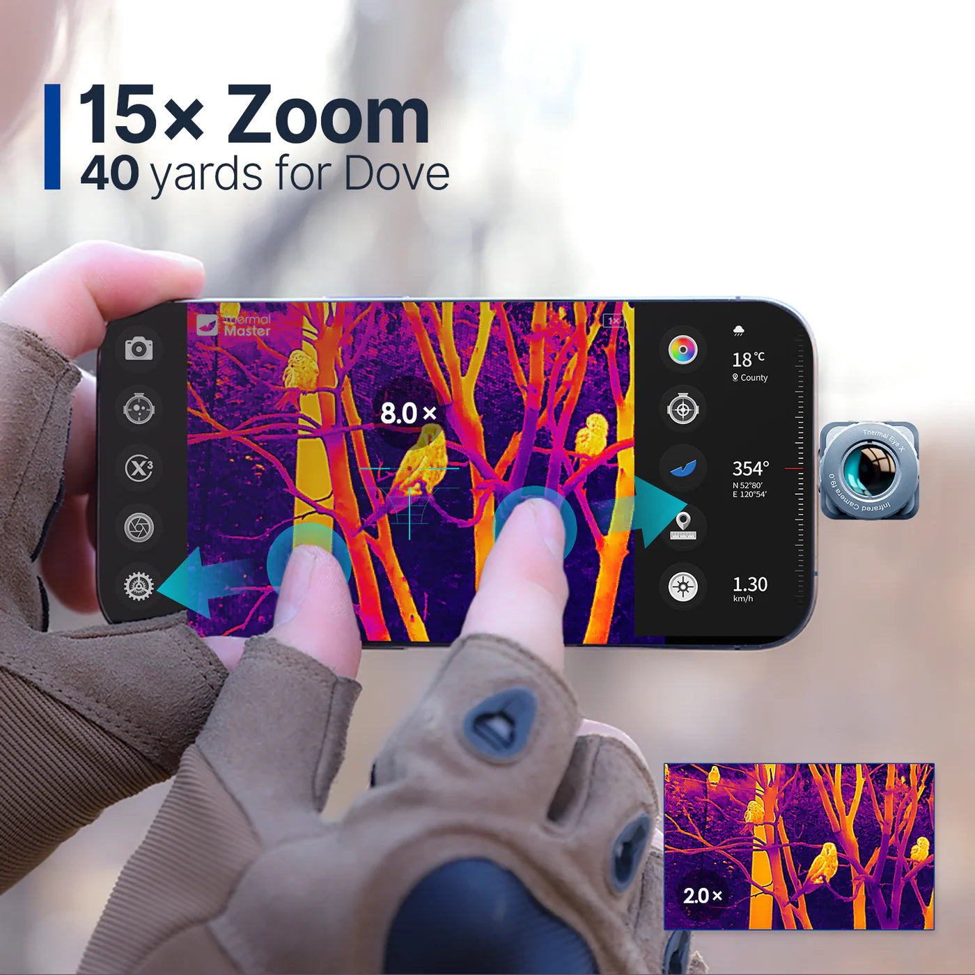 【超小型赤外線スコープ】Thermal Master X2｜iOS & Android対応｜15倍ズーム・高感度ナイトビジョン・50Hz表示・ハンティング/捜索向け高性能モデル