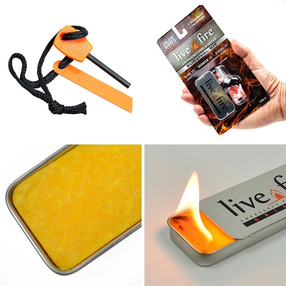 Live Fire Gear Original Survival Kit Fire Starter Fire Starter Tinder Survival Camping Emergency Outdoors Live Fire Gear Original Survival Kit