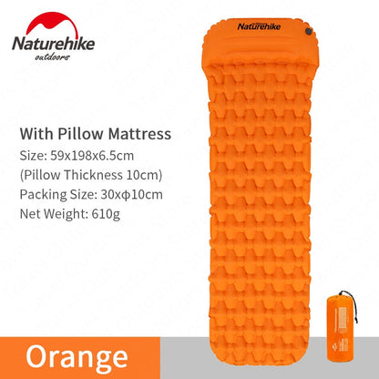 Naturehike インフレータブルエアーマット｜1人用・2人用／枕あり・枕なし・ワイド／Blue・Orange