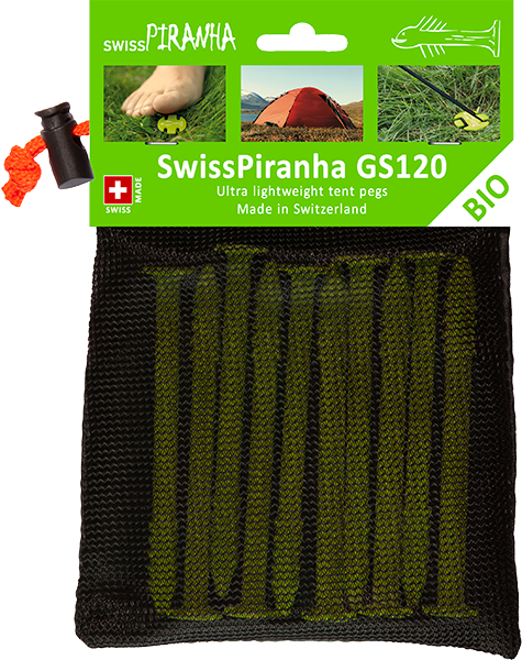 SwissPiranha（スイスピラニア）GreenShark（グリーンシャーク）GSシリーズ 植物由来バイオプラスチック 超軽量テントペグ