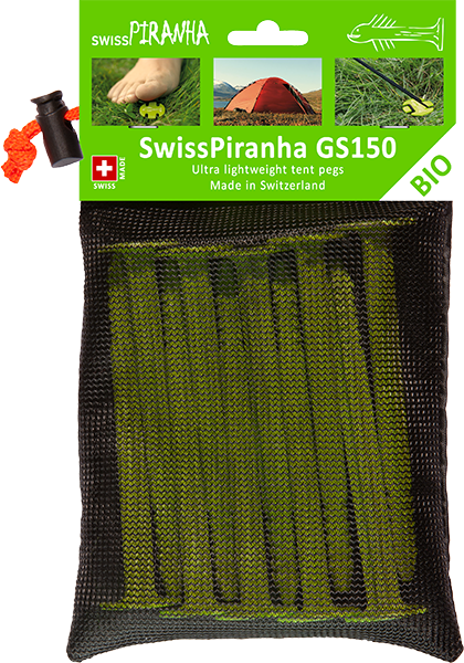 SwissPiranha（スイスピラニア）GreenShark（グリーンシャーク）GSシリーズ 植物由来バイオプラスチック 超軽量テントペグ