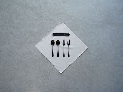 【96 KURO】カトラリー贈りものパッケージCつやつや｜鏡面ステンレス小サイズカトラリーセット・日本製ギフト