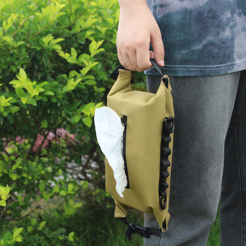 Outdoor Camping Wet Tissue Paper Box｜防水キャンバス製 ティッシュ収納バッグ（ブラック／抹茶カラー／フローラル柄）