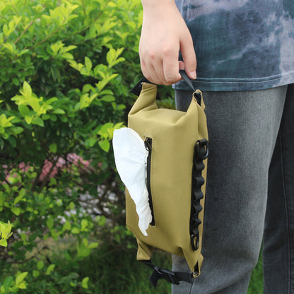 Outdoor Camping Wet Tissue Paper Box｜防水キャンバス製 ティッシュ収納バッグ（ブラック／抹茶カラー／フローラル柄）