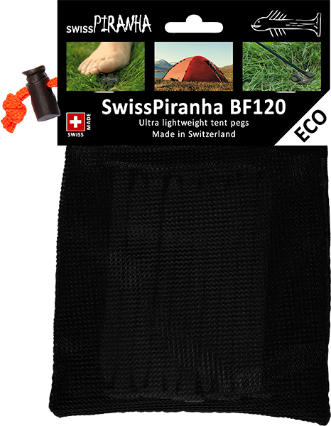SwissPiranha（スイスピラニア）BlackFisk（ブラックフィスク）BFシリーズ 100%リサイクル素材 超軽量テントペグ
