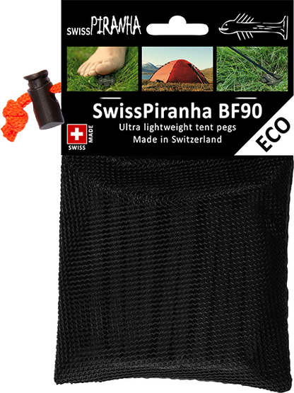 SwissPiranha（スイスピラニア）BlackFisk（ブラックフィスク）BFシリーズ 100%リサイクル素材 超軽量テントペグ
