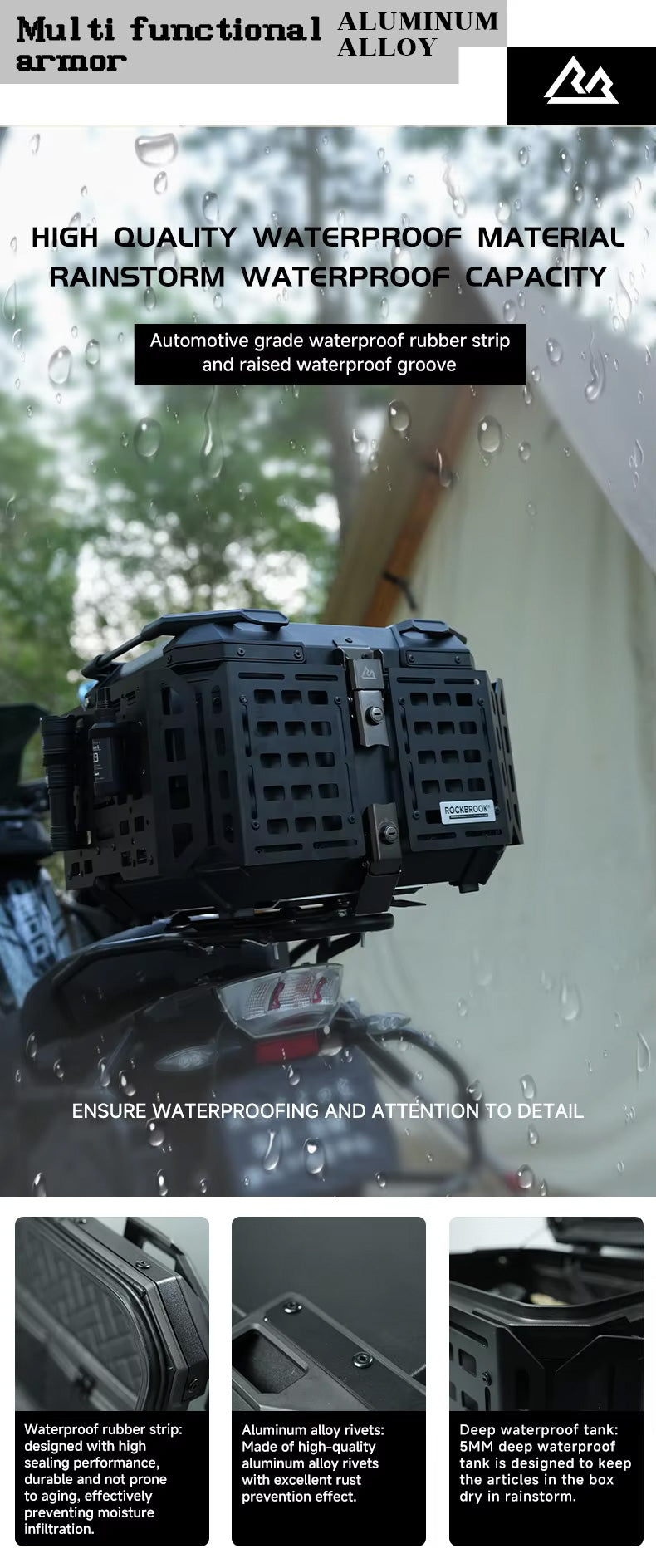 Rockbrook BX1028 MOTO｜45L アルミモトテーブルボックス｜バイク対応