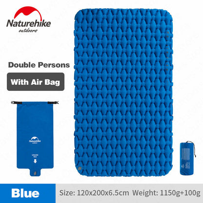 Naturehike インフレータブルエアーマット｜1人用・2人用／枕あり・枕なし・ワイド／Blue・Orange