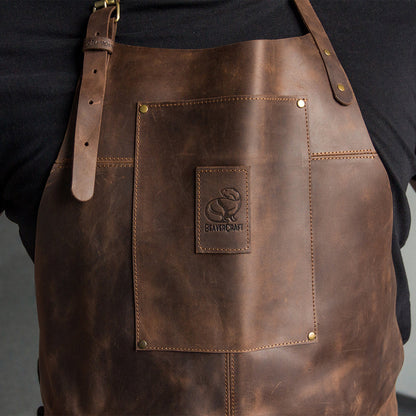 Beaver Craft Genuine Leather Apron Brown