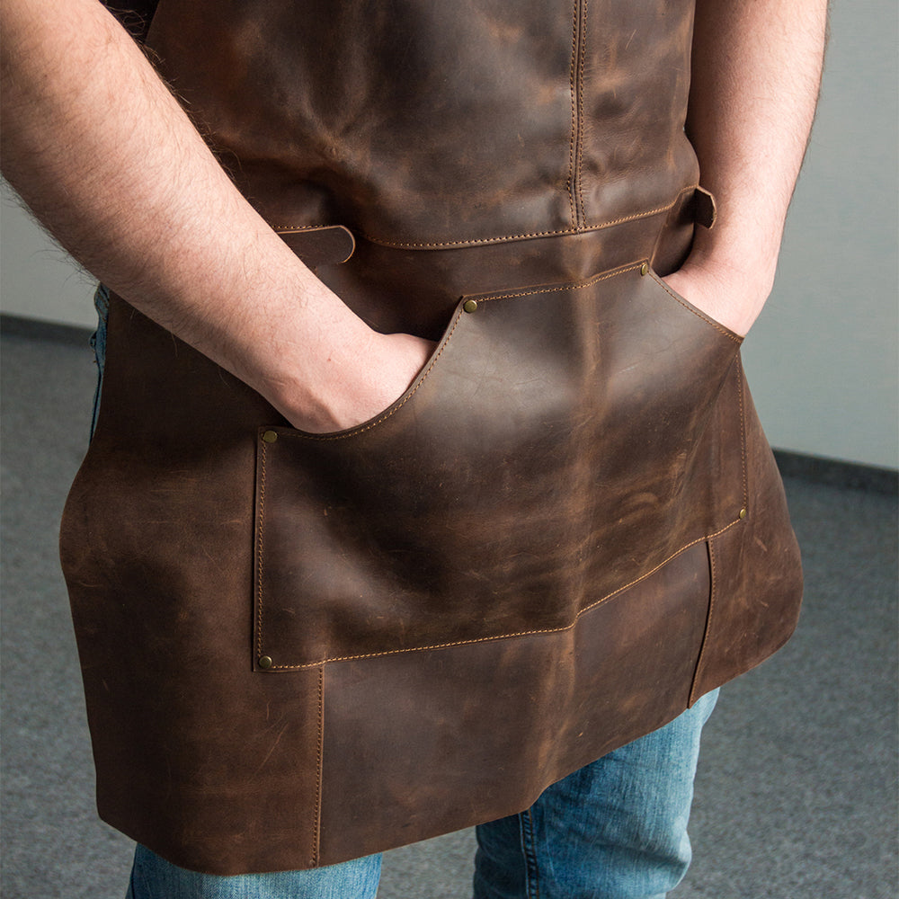 Beaver Craft Genuine Leather Apron Brown