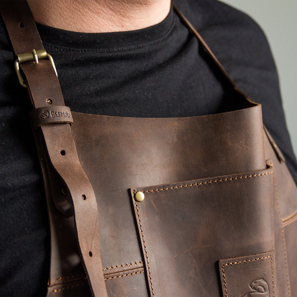 Beaver Craft Genuine Leather Apron Brown