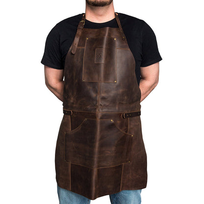 Beaver Craft Genuine Leather Apron Brown