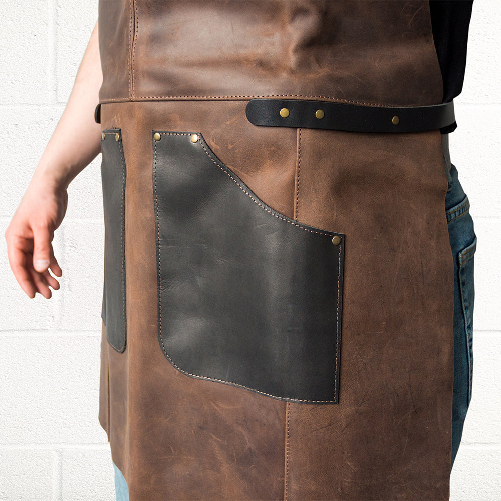 Beaver Craft Genuine Leather Apron Black&amp;Brown