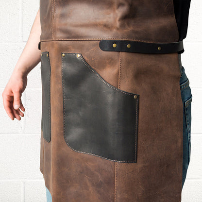 Beaver Craft Genuine Leather Apron Black&amp;Brown