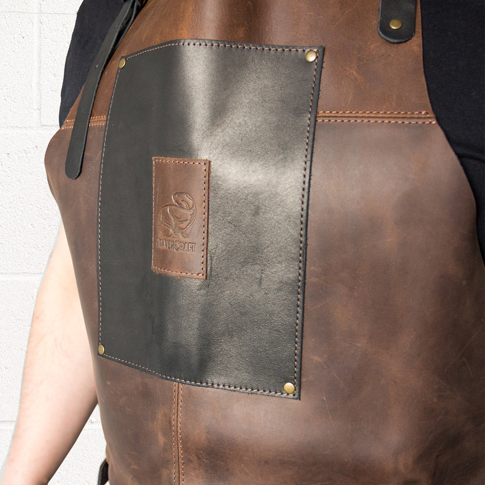 Beaver Craft Genuine Leather Apron Black&amp;Brown