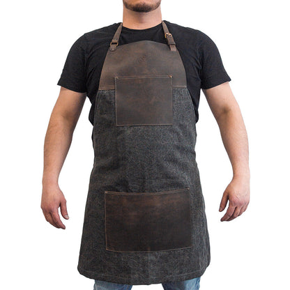 Beaver Craft Brown canvas with Leather Whittling Apron, genuine leather