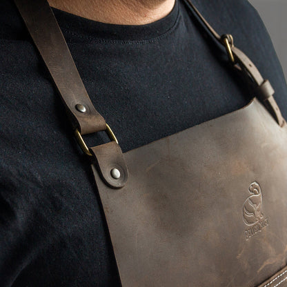 Beaver Craft Brown canvas with Leather Whittling Apron, genuine leather