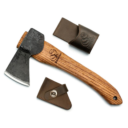 Beaver Craft Compact Wooden Hatchet Carving Axe Leather Sheath Beaver Craft AX1 Small Carving Hatchet with Leather Sheath