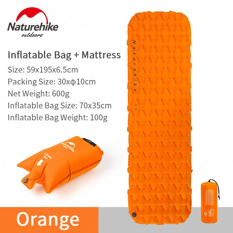 Naturehike インフレータブルエアーマット｜1人用・2人用／枕あり・枕なし・ワイド／Blue・Orange