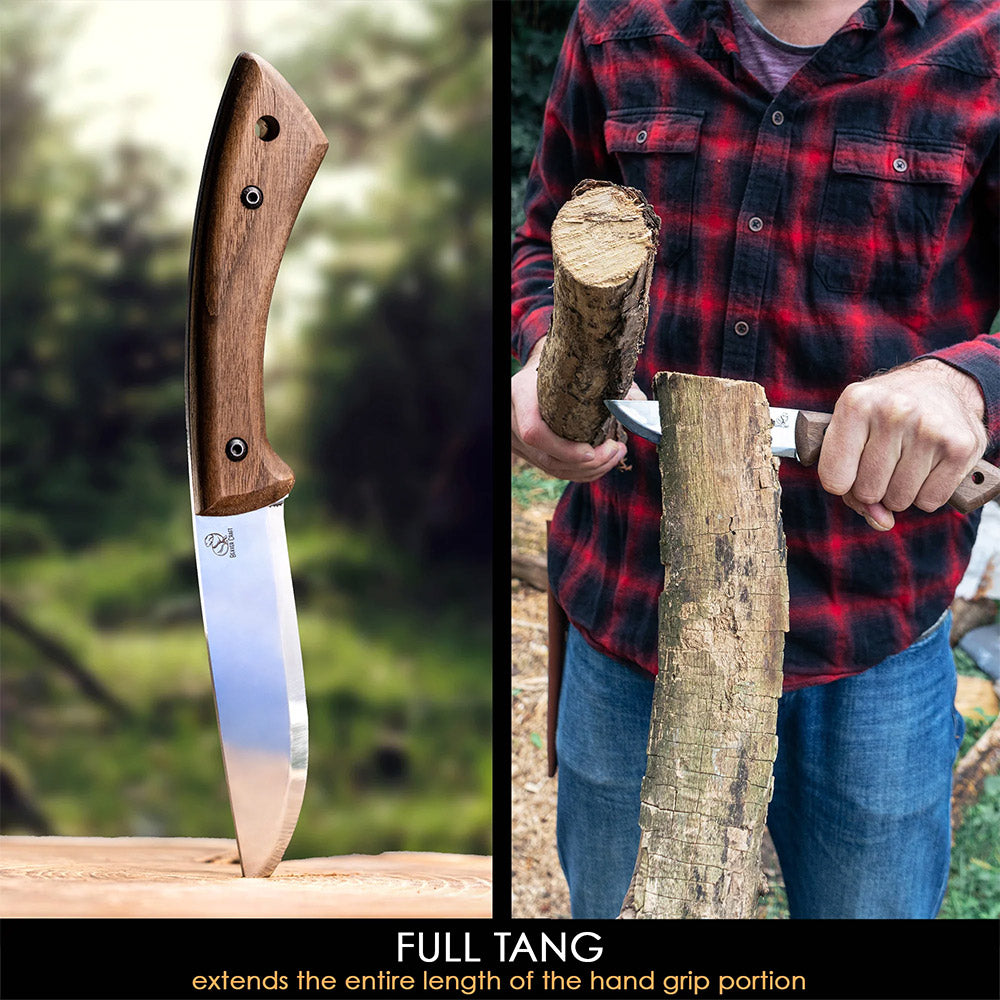 ビーバークラフト カーボンスチール ブッシュクラフトナイフ レザーシース付き ウォールナットハンドル Beaver Craft BSH1 Carbon Steel Bushcraft Knife