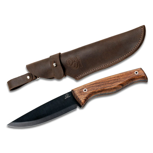 Beaver Craft Carbon Steel Fixed Blade Bushcraft Knife with Leather Sheath and Walnut Handle Beaver Craft BSH3 Carbon Steel Blued-Blade Bushcraft Knife