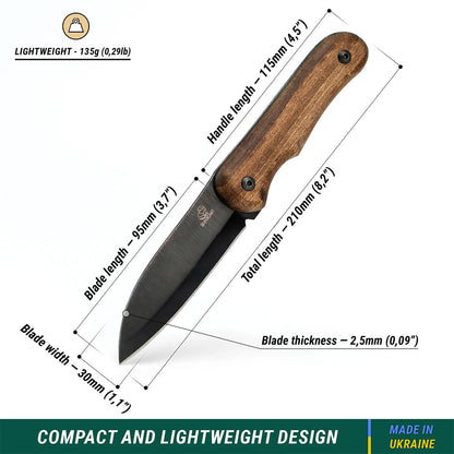 Beaver Craft Carbon Steel Bushcraft Knife with Leather Sheath and Walnut Handle Beaver Craft BSH5 Blued-Blade Bushcraft Knife