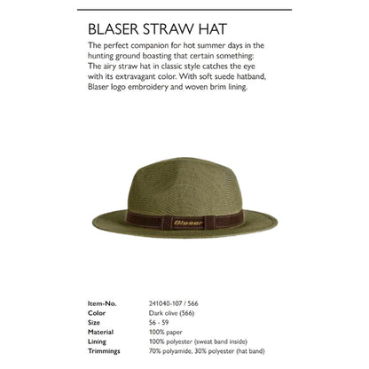 ブレーザー サマー ストローハット 競技射撃 Blaser Summer Straw Hat