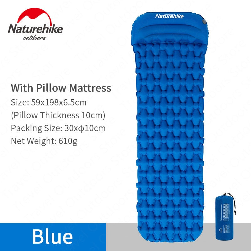 Naturehike インフレータブルエアーマット｜1人用・2人用／枕あり・枕なし・ワイド／Blue・Orange