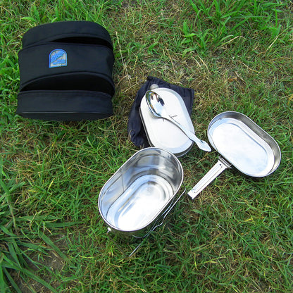 ROZA VETROV Set of Field Dishes Roza Vetrov Set of Field Dishes Stainless Steel Mess Kit, Water Bottle and Spoon Set