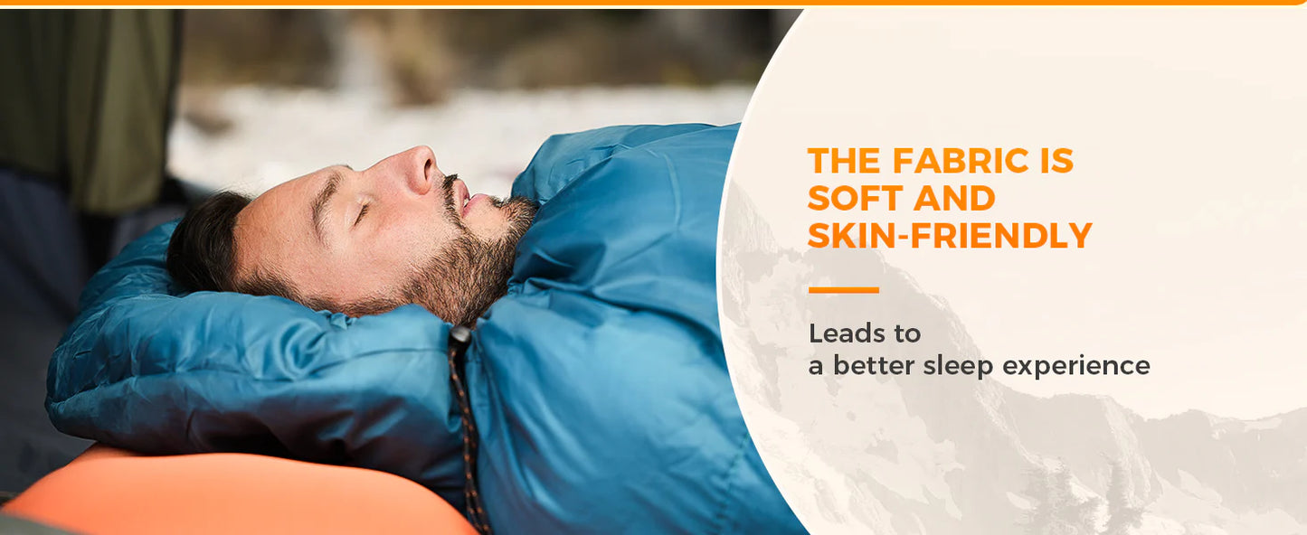 【KingCamp｜キングキャンプ】TIGRIS 250｜フード付き封筒型寝袋｜コントラストカラー・スタイリッシュモデル（ピーコックブルー）