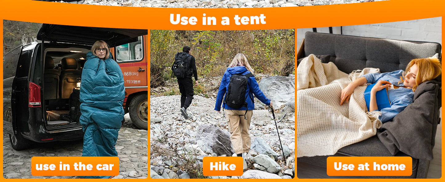 【KingCamp｜キングキャンプ】TIGRIS 250｜フード付き封筒型寝袋｜コントラストカラー・スタイリッシュモデル（ピーコックブルー）