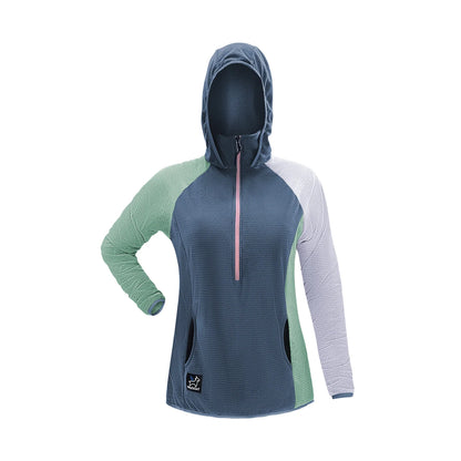 SkyGOAT（スカイゴート）Ultralight 115 レディース ハーフジップ フーデッドプルオーバー｜115gsm GOATgrid 超軽量マイクログリッドフリース