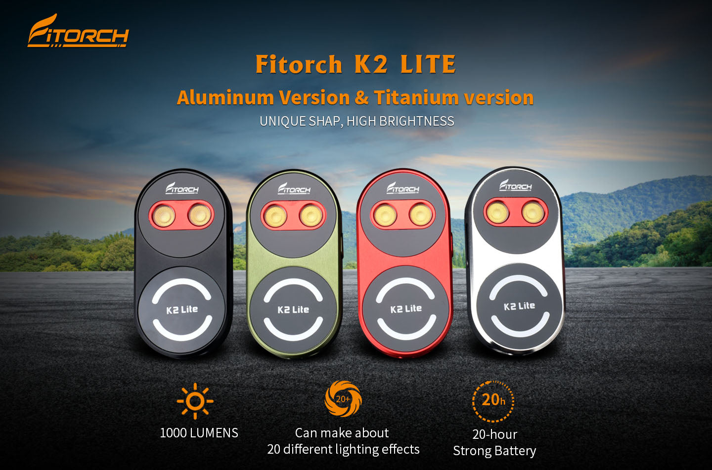 Fitorch（フィトーチ） K2 Lite キーチェーンライト 1000ルーメン｜アルミ／チタンモデル（USB Type-C）