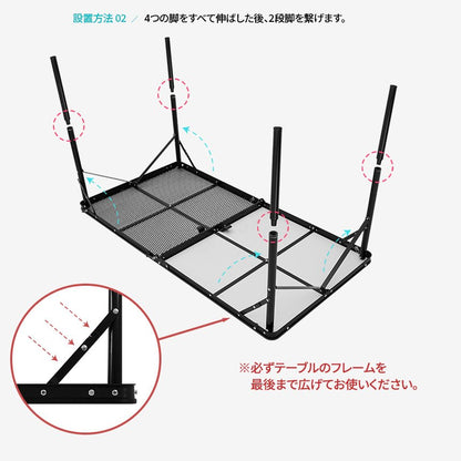 KZM 鐵網櫃雙折桌櫃折疊露營桌 KZM 戶外聯合鐵網櫃 2 折疊櫃桌