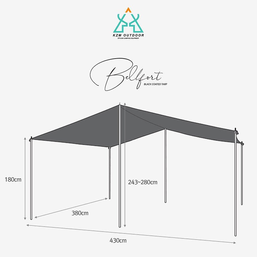 KZM Bellport Tarp 大型防水布帳篷 活動帳篷 遮陽 防雨遮陽棚 遮陽棚 攤位 運動會 Kazumi 戶外 KZM OUTDOOR BELLPORT TARP